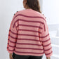 Plus Size Striped Dropped Shoulder Sweater
