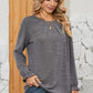 Ruched Round Neck Flounce Sleeve T-Shirt