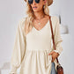 Full Size V-Neck Lantern Sleeve Blouse