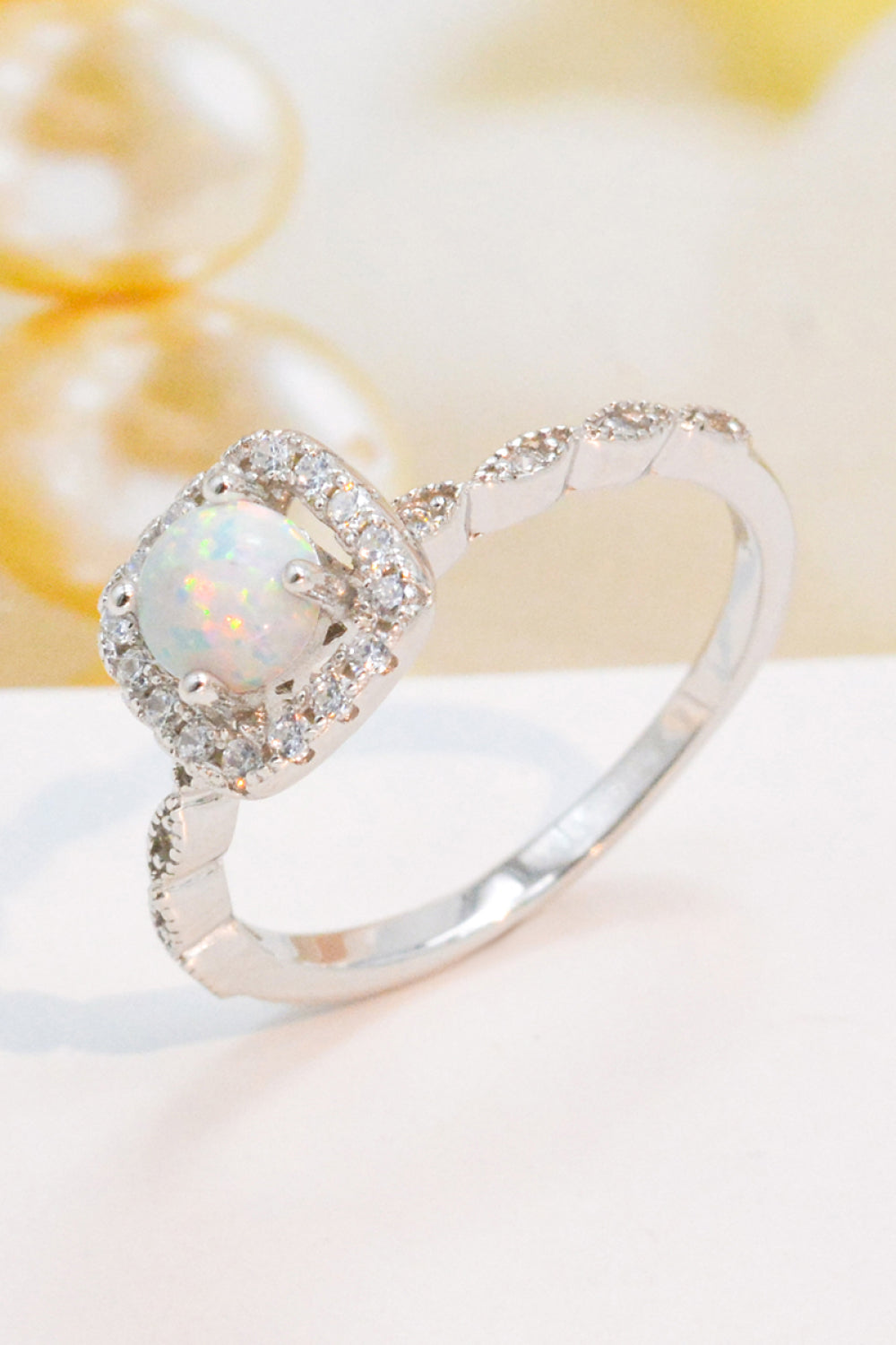 Women's 925 Sterling Silver Inlaid Opal Ring