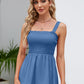 Full Size Smocked Square Neck Baby doll Tank