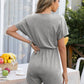 Amia Alora Decorative Button Round Neck Short Sleeve Romper