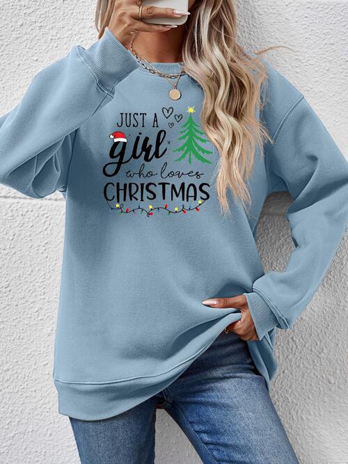 Christmas Themed Letter Graphic Round Neck Sweatshirt