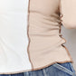 Double Take Khaki Color Block Exposed Seam Top