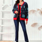 ModDanzyCloset Dark Navy Christmas Snowflake Pattern Button Down Cardigan