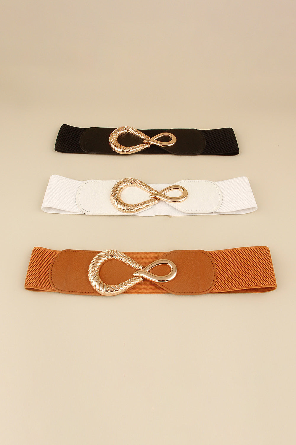 Women's Ribbed Alloy Buckle Elastic Belt