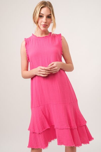 And The Why Washed Fringe Detail Tiered Dress *