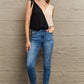 AMIEE LEAH Contrast Color V-Neck Tie Shoulder Tank Top