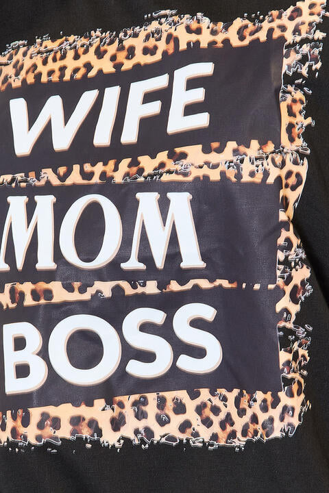 Simply Love WIFE MOM BOSS Leopard Graphic T-Shirt *
