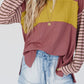 Full Size Pretty Mix Round Neck Color Block Dropped Shoulder T-Shirt