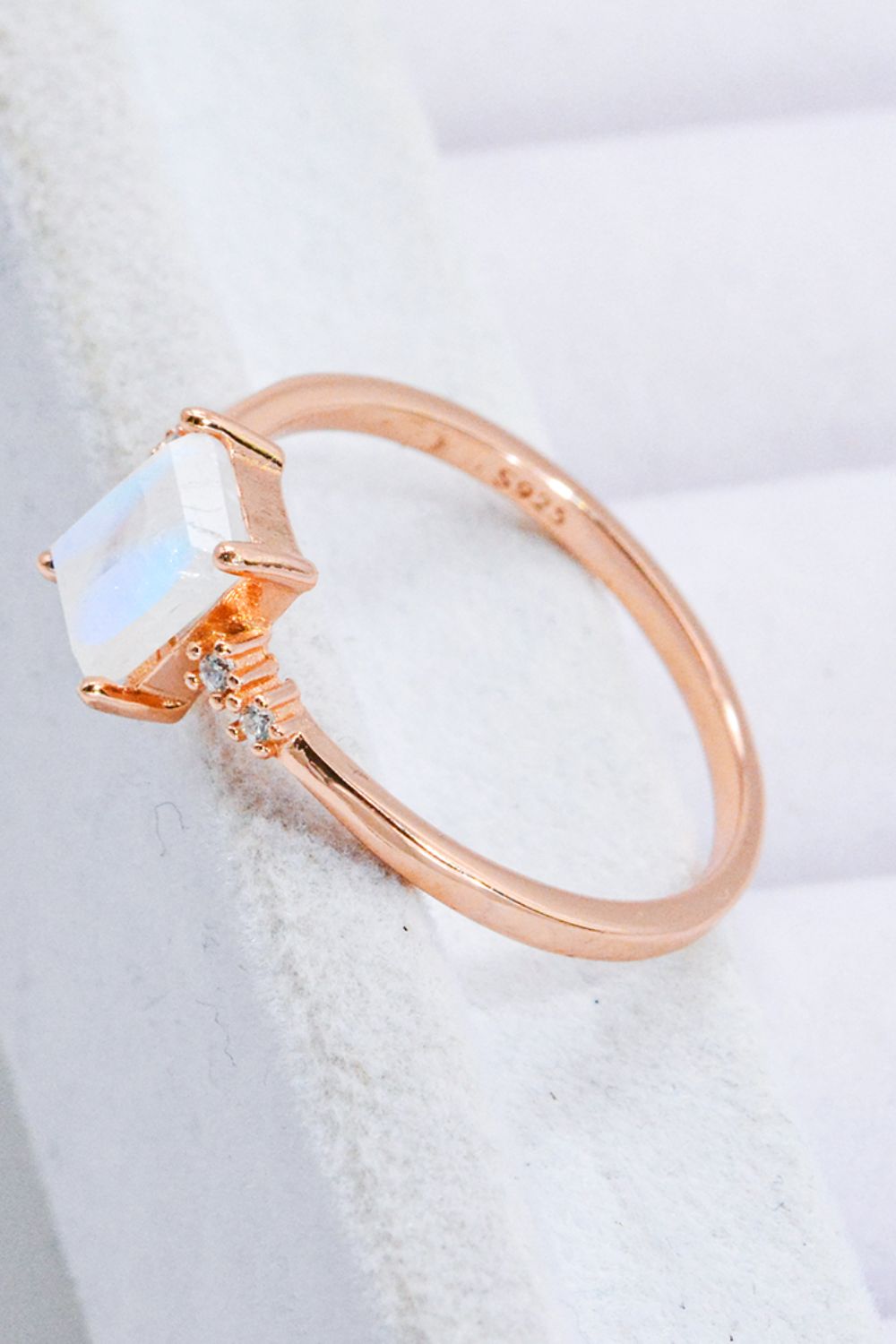 Women's Rectangle Natural Moonstone Ring