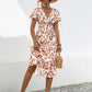 Printed V-Neck Short Sleeve Dress
