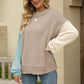 Color Block Round Neck Dropped Shoulder Sweater