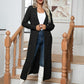 Cable-Knit Open Front Cardigan with Pockets
