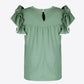 SO CHIC Pleated Detail Flutter Sleeve Blouse