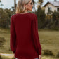 Swiss Dot V-Neck Long Sleeve Blouse
