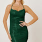 Women's DentaCosmo Sequin Spaghetti Strap Mini Wrap Dress