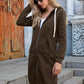 Full Size Zip-Up Longline Hoodie with Pockets