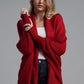 One Size Dolman Sleeve Open Front Ribbed Trim Longline Cardigan
