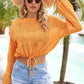 Women's Drawstring Hem Round Neck Cropped Cover Up