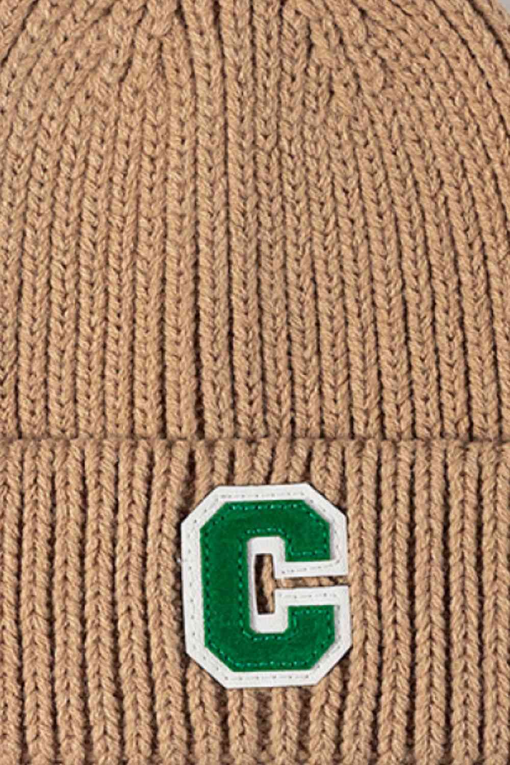 CHIC HATZ Letter C Patch Cuffed Beanie