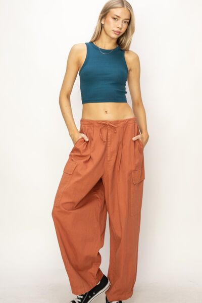 HYFVE Drawstring Cargo Wide Leg Pants *