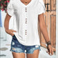 Eyelet V-Neck Petal Sleeve T-Shirt
