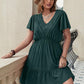 Double Take Plus Size Ruffle Hem V-Neck Short Sleeve Dress