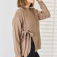 Slit Tied Dropped Shoulder Sweater