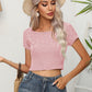 Cable-Knit Round Neck Short Sleeve Knit Top