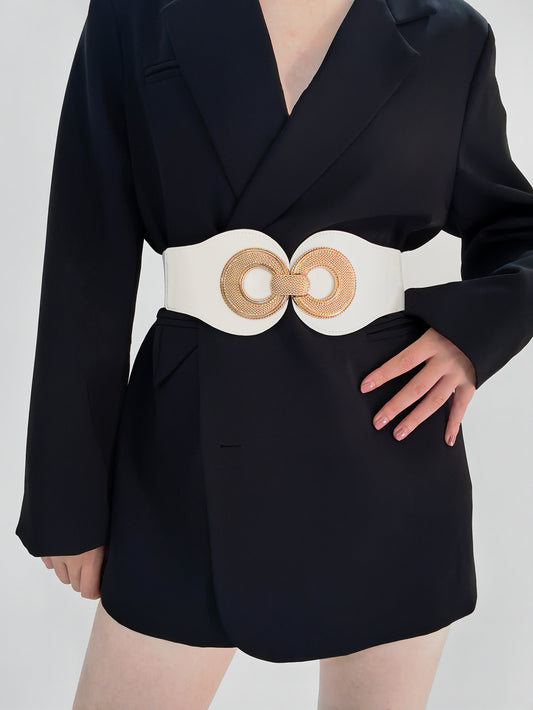 Women's Alloy Buckle Elastic PU Belt
