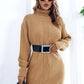 Openwork Turtleneck Long Sleeve Sweater Dress