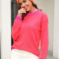 Striped Round Neck Dropped Shoulder Sweater