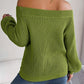 Openwork Off-Shoulder Long Sleeve Sweater