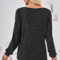 Ribbed Square Neck Long Sleeve T-Shirt