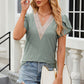 Eyelet V-Neck Petal Sleeve T-Shirt