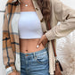 Beauteous Contrast Plaid Print Dropped Shoulder Shirt