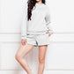 Comfy n' Cozy Round Neck Long Sleeve Sweatshirt and Drawstring Shorts Set