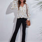 Floral V-Neck Balloon Sleeve Peplum Blouse