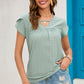 Eyelet Round Neck Short Sleeve T-Shirt