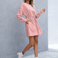 Drawstring Round Neck Dropped Shoulder Mini Dress