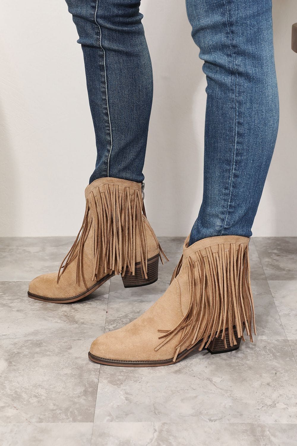 Legend Women's Fringe Cowboy Western Tan Ankle Boots *