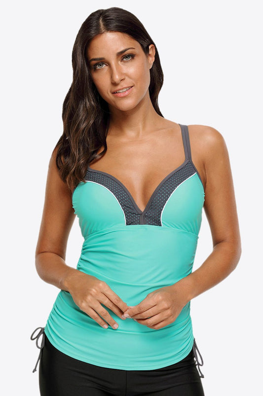 BRAZIN' Contrast Sweetheart Neck Swim Cami (Top Only)