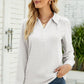 Full Size Swiss Dot Johnny Collar Blouse