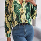 Printed Button Up Long Sleeve Shirt