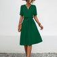 Tied Notched Short Sleeve Dress