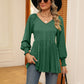 V-Neck Lantern Sleeve Blouse