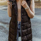 Full Size Longline Hooded Sleeveless Puffer Vest