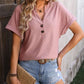 Eyelet Notched Short Sleeve T-Shirt