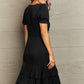 Decorative Button Surplice Ruffle Hem Dress